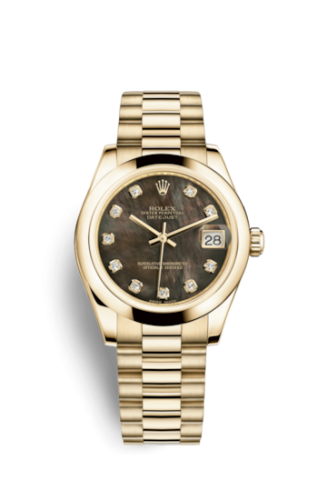 Rolex Datejust 31 Yellow Gold Domed / President / Black MOP 178248-0074