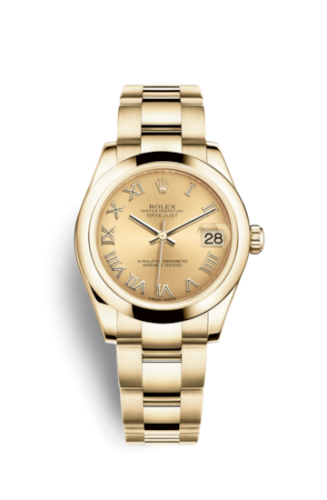 Rolex Datejust 31 Yellow Gold Domed / Oyster / Champagne Roman 178248-0079