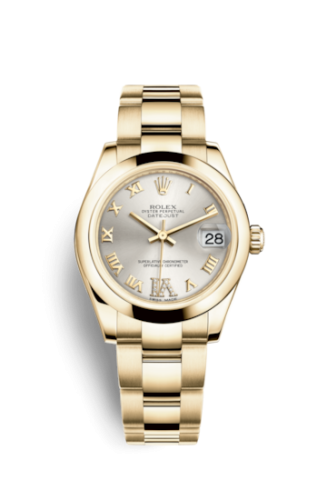 Rolex Datejust 31 Yellow Gold Domed / Oyster / Silver Roman 178248-0082