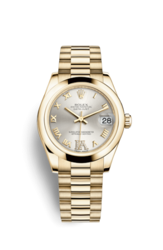 Rolex Datejust 31 Yellow Gold Domed / President / Silver Roman 178248-0083