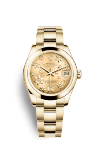 Rolex Datejust 31 Yellow Gold Domed / Oyster / Champagne Floral 178248-0085