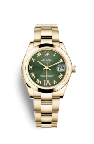 Rolex Datejust 31 Yellow Gold Domed / Oyster / Olive Roman 178248-0086