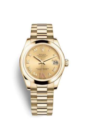 Rolex Datejust 31 Yellow Gold Domed / President / Champagne Roman 178248-0087