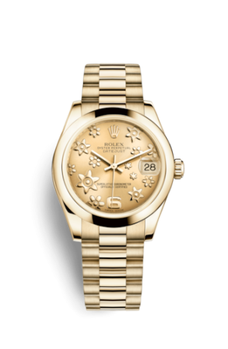 Rolex Datejust 31 Yellow Gold Domed / President / Champagne Floral 178248-0093