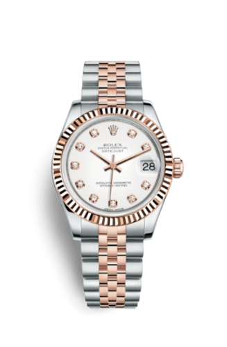Rolex Datejust 31 Rolesor Everose Fluted / Jubilee / White Diamond 178271-0010