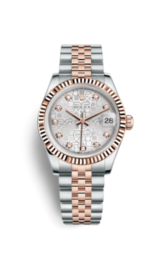 Rolex .Datejust 31 Rolesor Everose Fluted / Jubilee / Silver Computer 178271-0024.