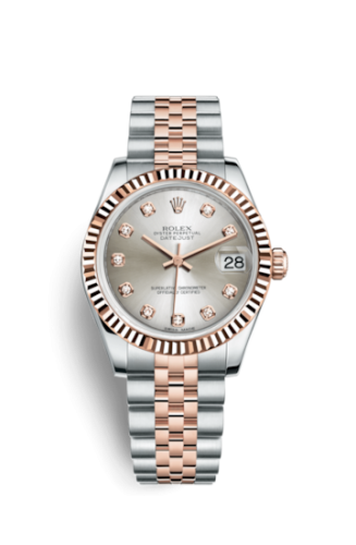 Rolex Datejust 31 Rolesor Everose Fluted / Jubilee / Silver Diamond 178271-0030
