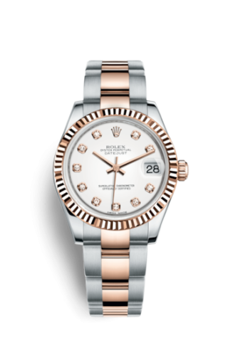 Rolex Datejust 31 Rolesor Everose Fluted / Oyster / White Diamond 178271-0039