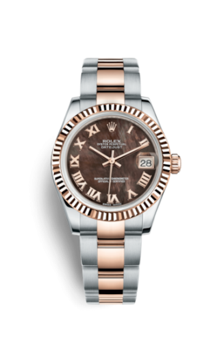 Rolex Datejust 31 Rolesor Everose Fluted / Oyster / Black MOP Roman 178271-0047