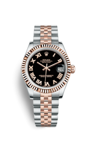 Rolex Datejust 31 Rolesor Everose Fluted / Jubilee / Black Roman 178271-0065