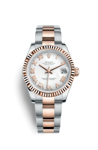 Rolex Datejust 31 Rolesor Everose Fluted / Oyster / White Roman 178271-0066