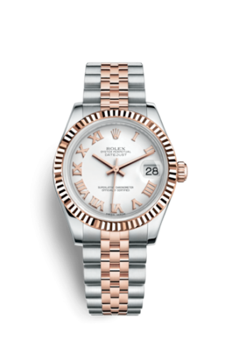 Rolex Datejust 31 Rolesor Everose Fluted / Jubilee / White Roman 178271-0067
