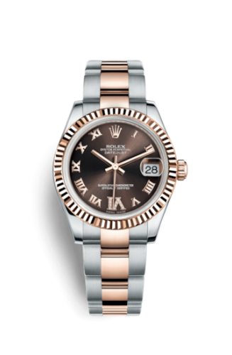 Rolex Datejust 31 Rolesor Everose Fluted / Oyster / Chocolate Roman 178271-0075