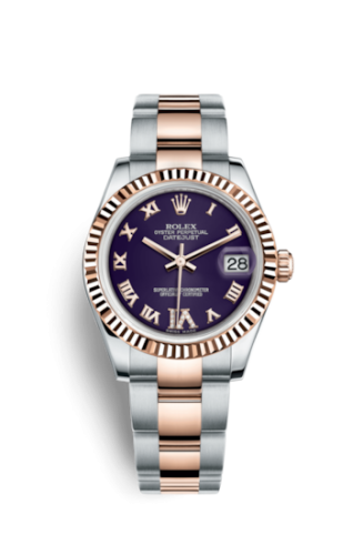Rolex Datejust 31 Rolesor Everose Fluted / Oyster / Purple Roman 178271-0076