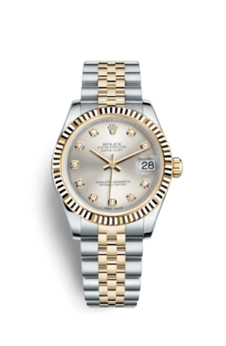 Rolex Datejust 31 Rolesor Yellow Fluted / Jubilee / Silver Diamond 178273-0015