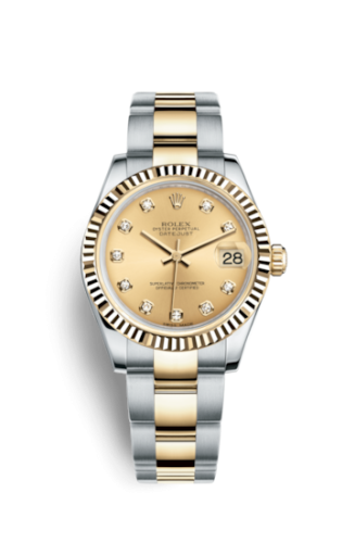 Rolex Datejust 31 Rolesor Yellow Fluted / Oyster / Champagne Diamond 178273-0018