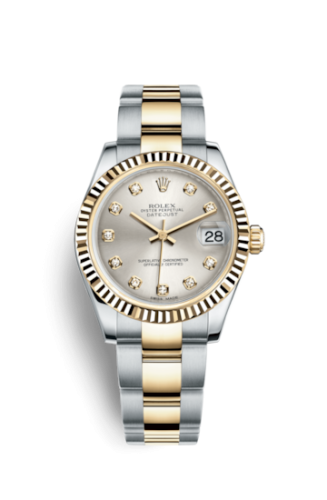 Rolex Datejust 31 Rolesor Yellow Fluted / Oyster / Silver Diamond 178273-0040