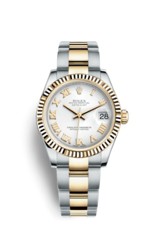 Rolex Datejust 31 Rolesor Yellow Fluted / Oyster / White Roman 178273-0072