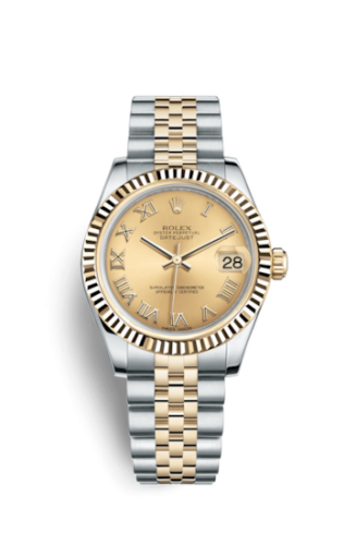 Rolex Datejust 31 Rolesor Yellow Fluted / Jubilee / Champagne Roman 178273-0087