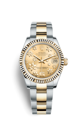Rolex Datejust 31 Rolesor Yellow Fluted / Oyster / Champagne Floral 178273-0093