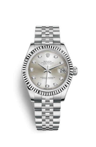 Rolex Datejust 31 Stainless Steel Fluted / Jubilee / Silver - Diamond 178274-0018