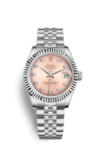 Rolex Datejust 31 Stainless Steel Fluted / Jubilee / Pink - Diamond 178274-0022