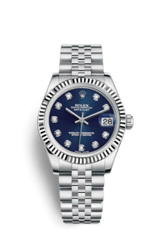 Rolex Datejust 31 Stainless Steel Fluted / Jubilee / Blue - Diamond 178274-0048