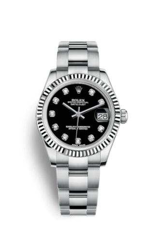Rolex Datejust 31 Stainless Steel Fluted / Oyster / Black - Diamond 178274-0058