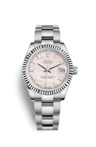 Rolex Datejust 31 Stainless Steel Fluted / Oyster / Pink MOP - Roman 178274-0068