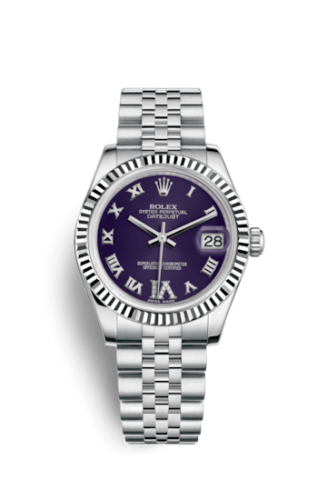 Rolex Datejust 31 Stainless Steel Fluted / Jubilee / Purple Roman 178274-0088