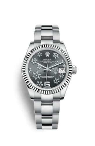 Rolex Datejust 31 Stainless Steel Fluted / Oyster / Dark Rhodium Floral 178274-0091