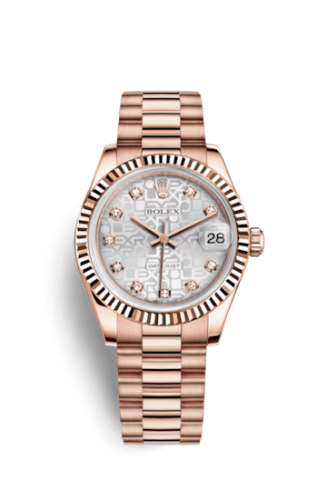 Rolex Datejust 31 Everose Fluted / President / Silver Computer 178275f-0001
