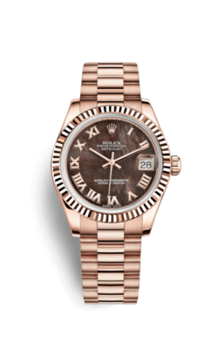 Rolex Datejust 31 Everose Fluted / President / Black MOP Roman 178275f-0004