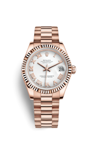 Rolex Datejust 31 Everose Fluted / President / White Roman 178275f-0028