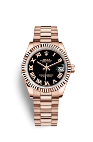 Rolex Datejust 31 Everose Fluted / President / Black Roman 178275f-0030