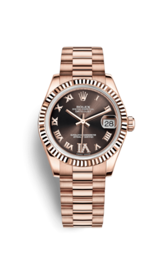 Rolex Datejust 31 Everose Fluted / President / Chocolate Roman 178275f-0031
