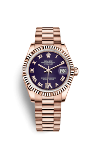 Rolex Datejust 31 Everose Fluted / President / Purple Roman 178275f-0033