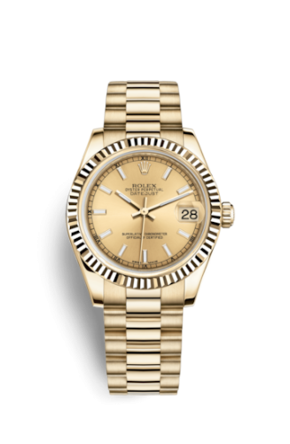 Rolex Datejust 31 Yellow Gold Fluted / President / Champagne 178278-0025