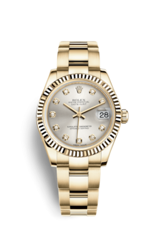 Rolex Datejust 31 Yellow Gold Fluted / Oyster / Silver Diamond 178278-0037