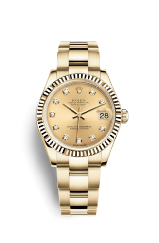 Rolex Datejust 31 Yellow Gold Fluted / Oyster / Champagne Diamond 178278-0046