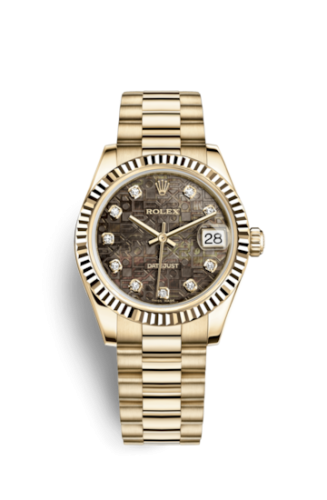 Rolex Datejust 31 Yellow Gold Fluted / President / Black MOP Computer 178278-0057
