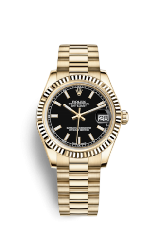 Rolex Datejust 31 Yellow Gold Fluted / President / Black 178278-0068