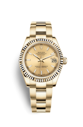 Rolex Datejust 31 Yellow Gold Fluted / Oyster / Champagne 178278-0070