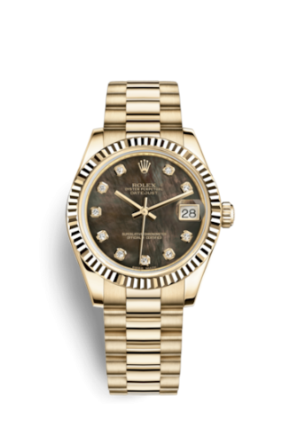 Rolex Datejust 31 Yellow Gold Fluted / President / Black MOP 178278-0111