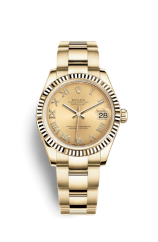 Rolex Datejust 31 Yellow Gold Fluted / Oyster / Champagne Roman 178278-0115