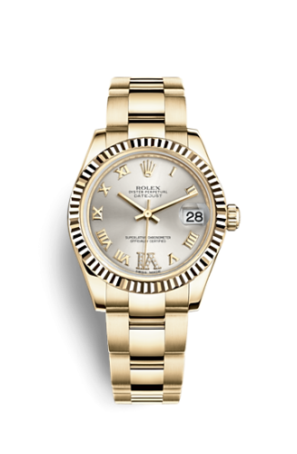 Rolex Datejust 31 Yellow Gold Fluted / Oyster / Silver Roman 178278-0126
