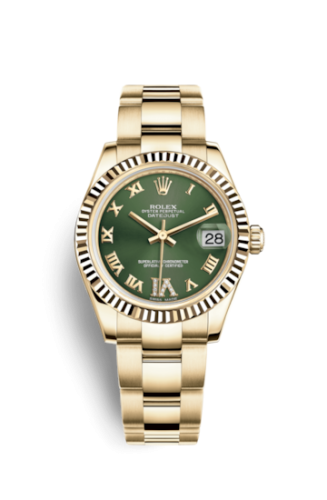 Rolex Datejust 31 Yellow Gold Fluted / Oyster / Olive Roman 178278-0131