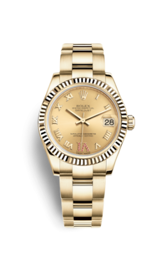 Rolex Datejust 31 Yellow Gold Fluted / Oyster / Champagne Roman 178278-0133