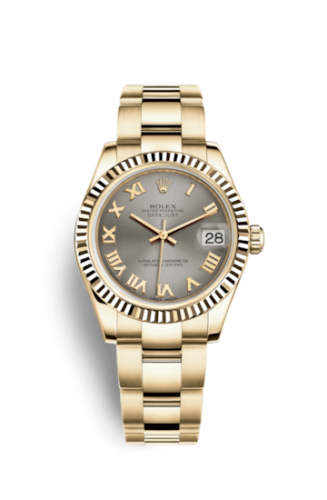 Rolex Datejust 31 Yellow Gold Fluted / Oyster / Steel Roman 178278-0136