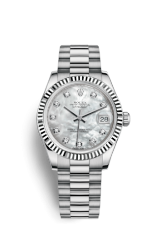 Rolex Datejust 31 White Gold Fluted / President / MOP 178279-0015